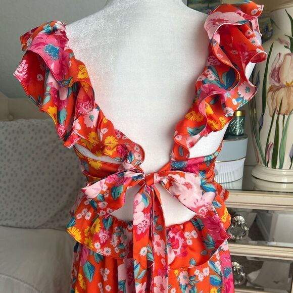 Sugarlips Waverly Floral Lizbeth Ruffle Back Tie Midi Dress - Picture 4 of 7